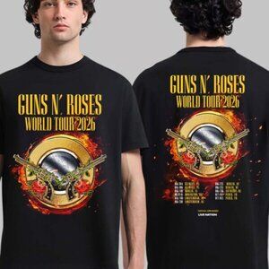 Guns N Roses World Tour 2026 UK And Europe Schedule Dates Two Sided T-Shirt 73
